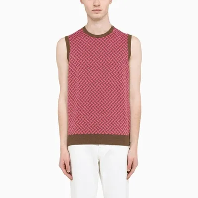 Drumohr Pink Motif Crewneck Gilet