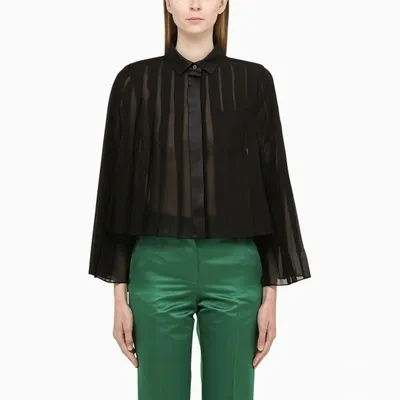 Sacai Black Semi-transparent Pleated Blouse