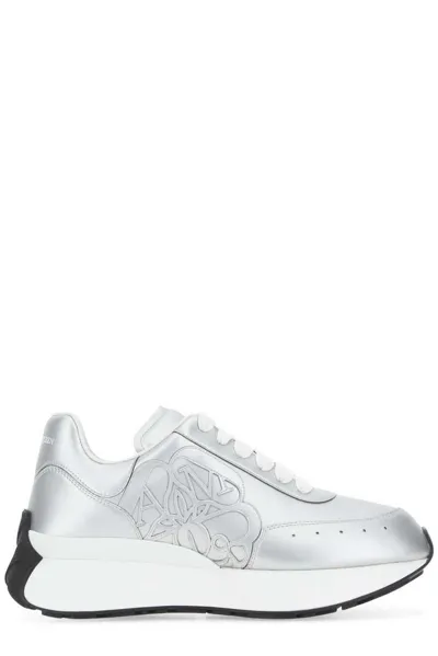 Alexander Mcqueen 50mm Sprint Runner Faux Leather Sneakers In Metallic