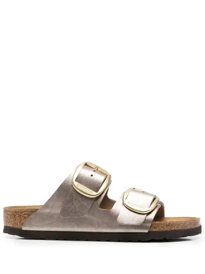 Birkenstock Metallic-effect Flat Sandals In Gold