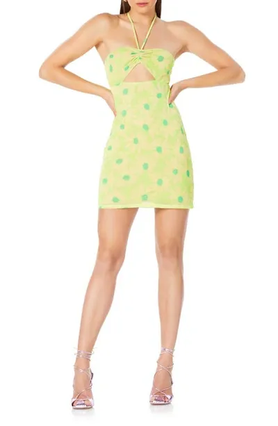 Afrm Savon Cut Out Mini Dress In Lime Daisy