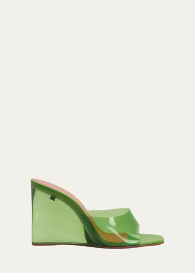 Amina Muaddi Lupita Glass-wedge Slide Sandals In Green