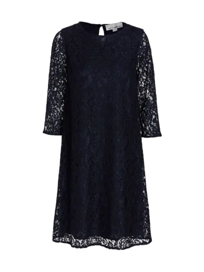 Caroline Rose Women's Flora Lace Knit Swing Dress In Navy