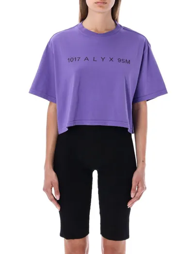 Alyx Logo Cropped Cotton Jersey T-shirt In Purple