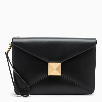 Valentino Garavani Black/gold One Stud Clutch Bag