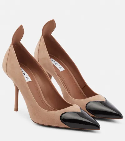 Alaïa Pump Coeur 90 Black And Beige Suede Pumps In Nude & Neutrals