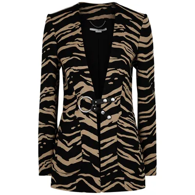 Stella Mccartney Ring Detail Tiger Print Wool Blend Blazer In Nude & Neutrals