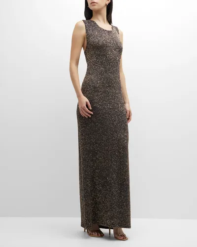 Proenza Schouler Sequin-embellished Knitted Dress In Dark Brown