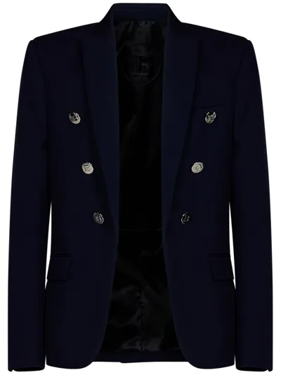 Balmain Double-breasted Tailored Blazer In Navy