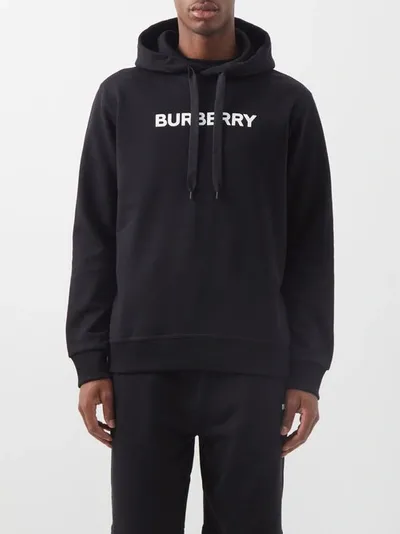 Burberry Andsell Logo-print Cotton Hooded Sweatshirt In Black