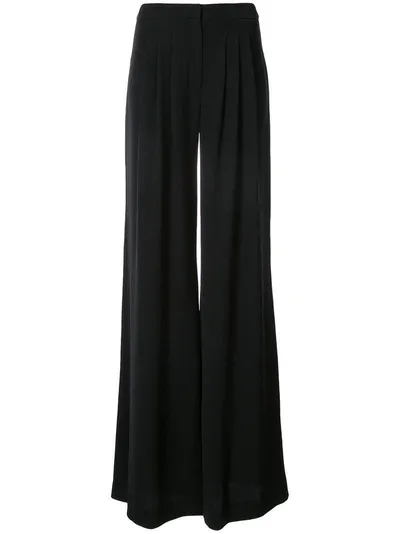 Carolina Herrera Triple Pleated Wide Leg Pants In Black