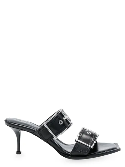 Alexander Mcqueen Punk 90 Buckled Leather Sandals In Black