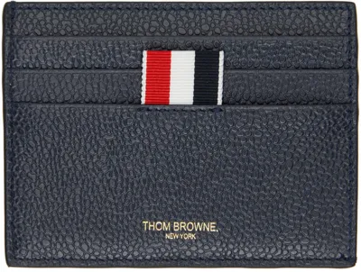 Thom Browne 4-bar Stripe Grain Leather Card Holder In 415 Navy