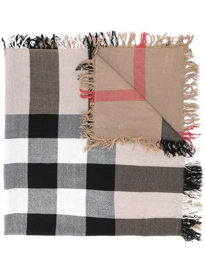 Burberry Check Scarf In Neutrals