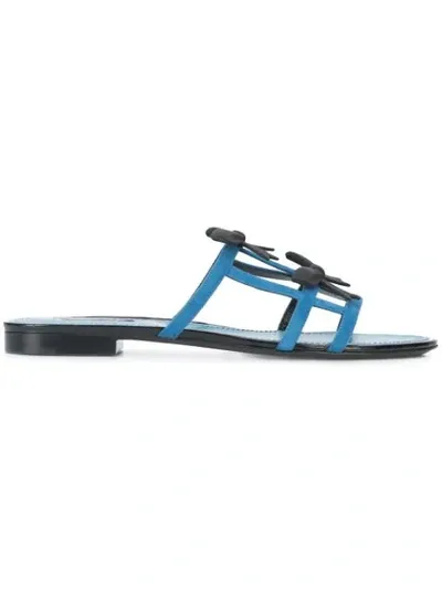 Fabrizio Viti City Bow Embellished Slides In Blue