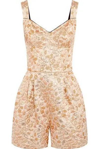 Dolce & Gabbana Metallic Jacquard Playsuit In Gold