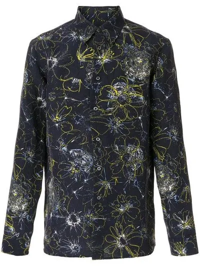 Jil Sander Floral Print Shirt In Blue