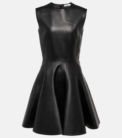 Alaïa Leather Minidress In Noir Alaia