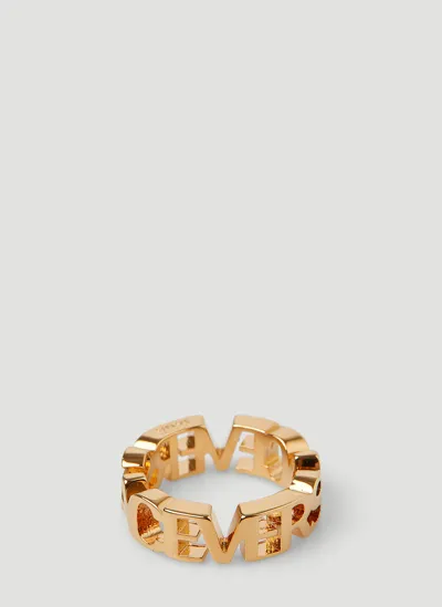 Versace Gold Logo Ring In 3j000  Gold