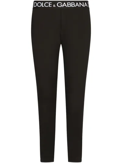 Dolce & Gabbana Logo-waistband Leggings In Black