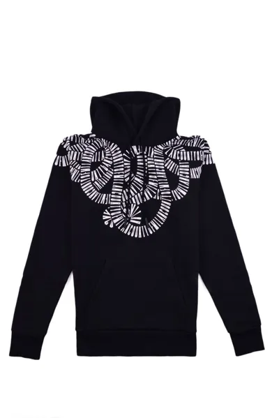 Marcelo Burlon County Of Milan Snake Wings Graphic-print Relaxed-fit Cotton-jersey Hoody In Black