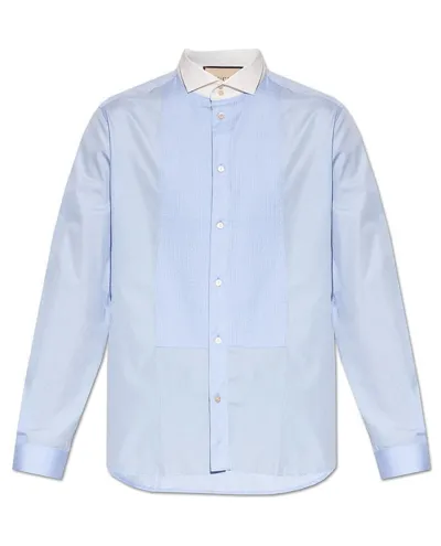 Gucci Long-sleeve Cotton Shirt In Blue