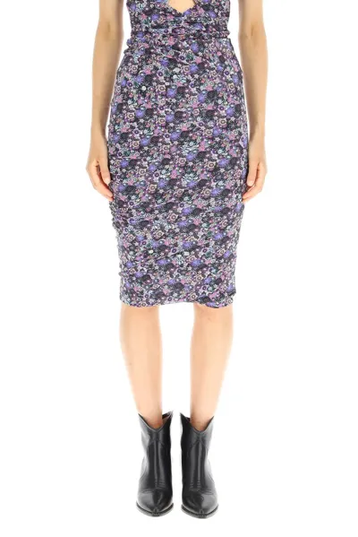 Isabel Marant Allover Floral Printed High Waist Skirt In Multi