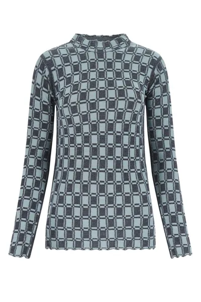 Kenzo Geometric-print Long-sleeve Jumper In Light Blue