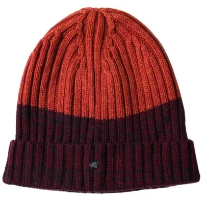 Lords Of Harlech Men's Yellow / Orange / Red Benny Beanie In Burgundy & Rust