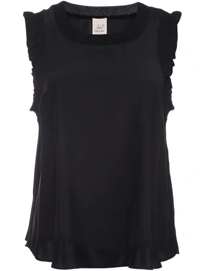 Cinq À Sept Tous Les Jours Lenore Crewneck Sleeveless Silk Top In Black