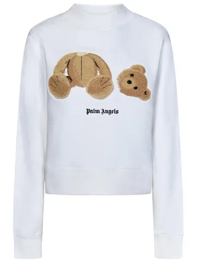 Palm Angels Bear Patch Crewneck Sweatshirt In Bianco