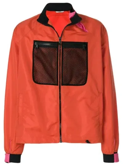 Valentino Mesh Chest Panel Detail Jacket In Orange