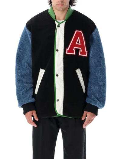 Ambush Logo-patch Fleece Liner Varsity Jacket In Black