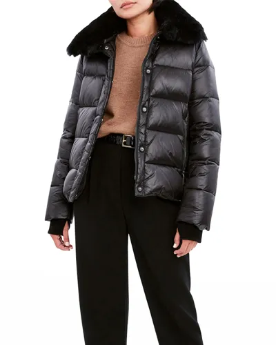 Dawn Levy Vera Shearling Puffer Jacket In Black