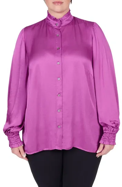 Mayes Nyc Torie Ruffle-collar Blouse In Berry