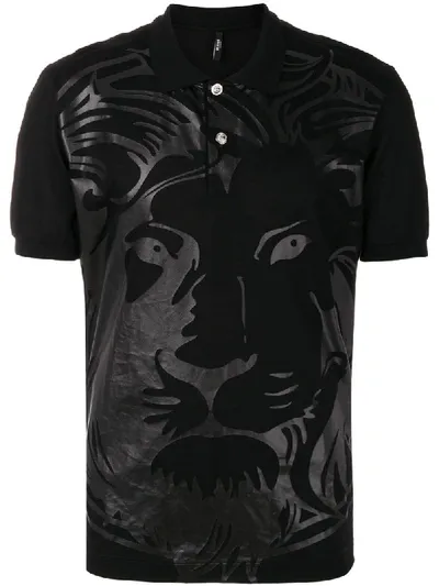 Versus Logo Print Polo Shirt In Black