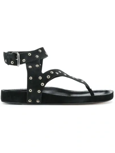 Isabel Marant Flower Eyelet-embellished Sandals In Faded Black