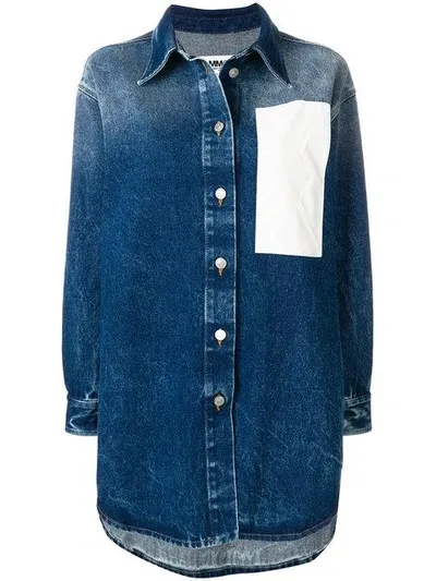 Mm6 Maison Margiela White Patch Denim Jacket In Blue