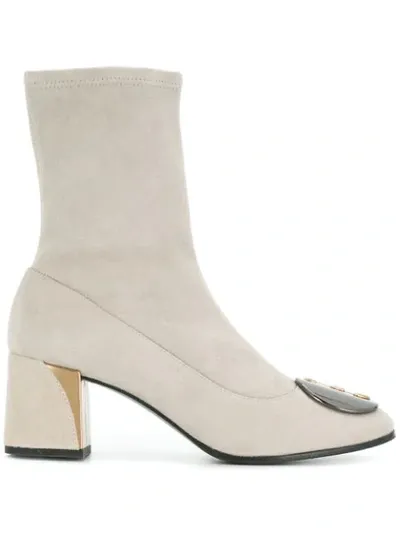 Fabi Embellished Ankle Boots In Neutrals