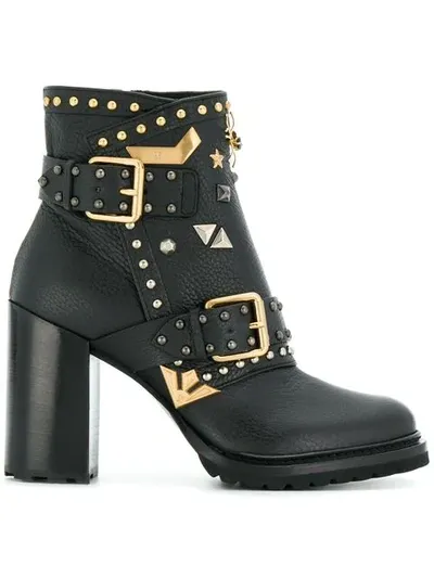 Fabi Embellished Ankle Boots In Black