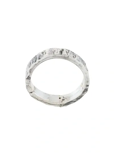 Emanuele Bicocchi Hammered Band Ring In Silver