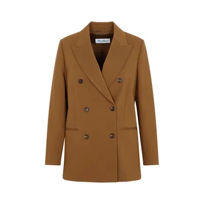 Max Mara Callas Double-breasted Jersey Blazer In Leather