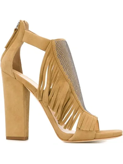 Giuseppe Zanotti Alabama Fringed Sandals In Beige Suede