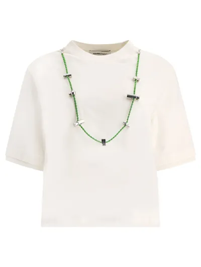 Ambush Drawstring-embellished Cotton-jersey T-shirt In White