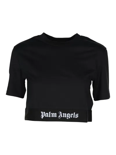 Palm Angels Logo T-shirt Clothing In Black White