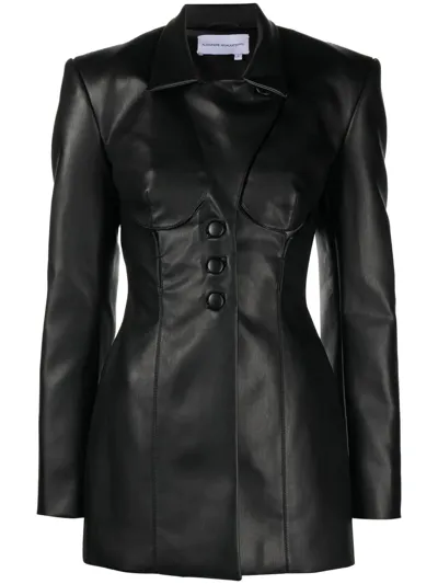 Aleksandre Akhalkatsishvili Black Vegan Leather Cutout Blazer