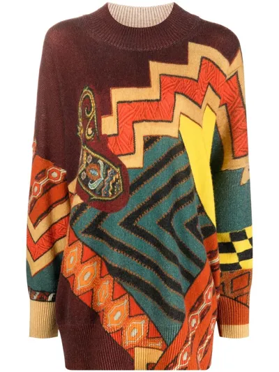 Etro Geometric-print Wool Jumper In Multicolor