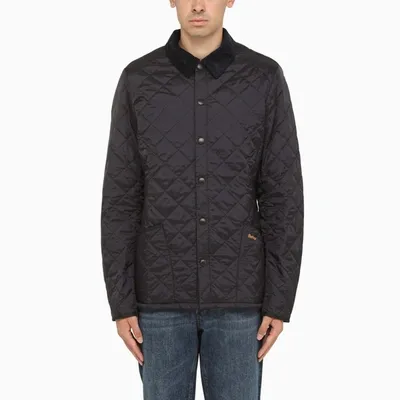 Barbour Navy Quilted Field Jacket In Blue