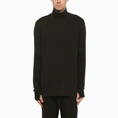 Thom Krom Black Stretch Cotton Turtleneck Sweatshirt