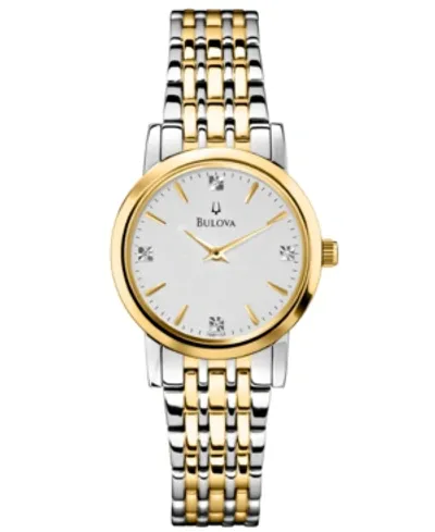 Bulova Women's Futuro Diamond-accent Gold-tone Stainless Steel Bracelet Watch 20.5x31.5mm